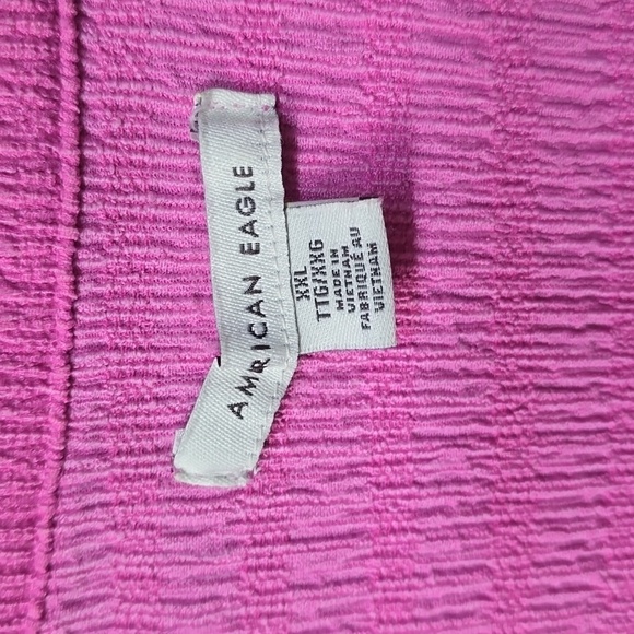 American Eagle Smocked Pink Button-Front Polo Mini Dress - XXL - Picture 9 of 14